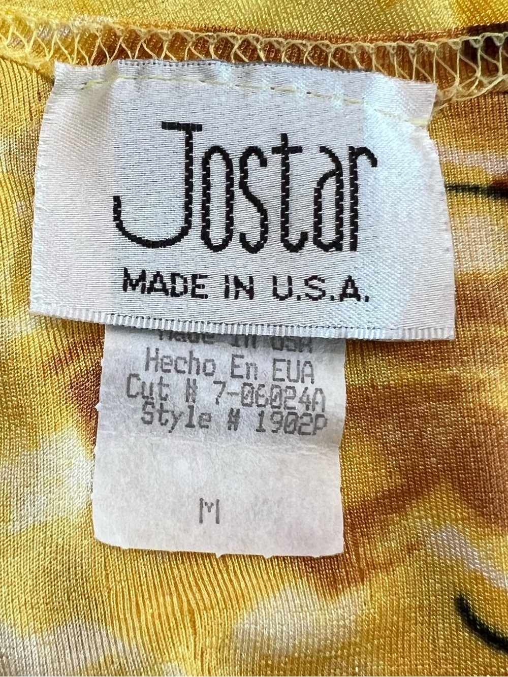 Vintage Jostar Yellow Brown Floral 2 Piece Capri Pant Set Made USA Medium - Picture 7 of 15